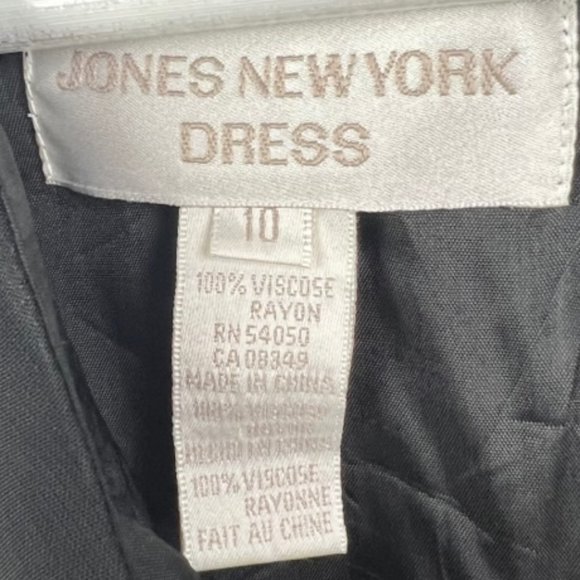 JONES NEW YORK Womens 10 Black Floral Embroidered Sleeveless Dress Back Zip - Picture 4 of 6